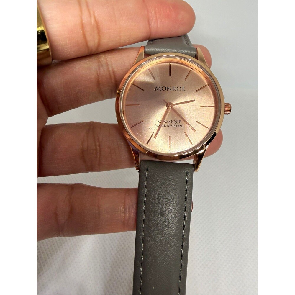 Monroe by Maestro Classique Women’s Rose Gold Watch Gray Strap NEW
